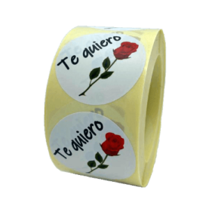 Etiqueta «Te quiero» con rosa